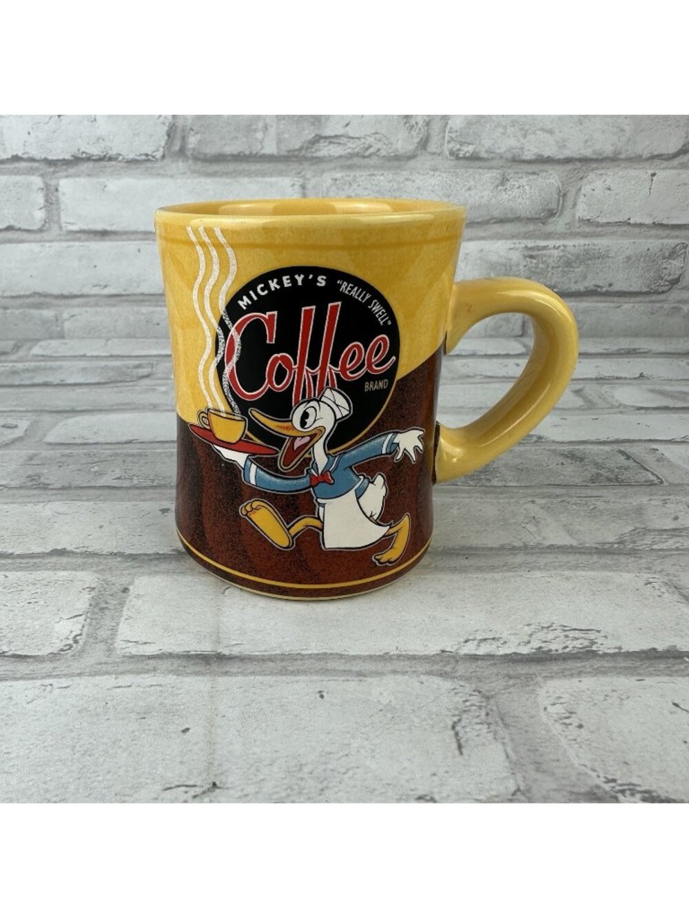 Walt Disney Parks Coffee Mug Yellow Donald Duck Mickey's Coffee